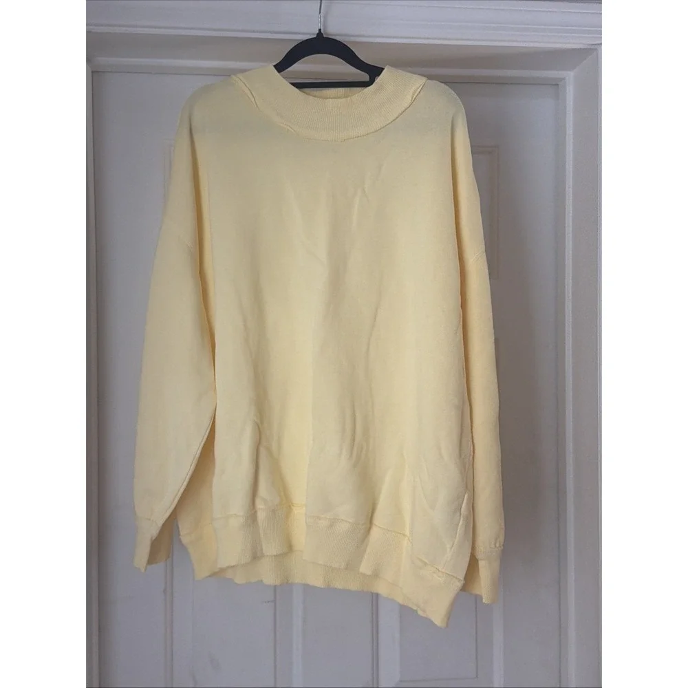 New We The Free People Small/S Palm Springs Pullover Sweater Oversized Banana Ye
